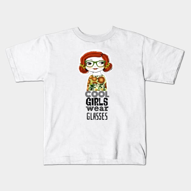 Cool Girls Wear Glasses -- Willa Kids T-Shirt by tracey